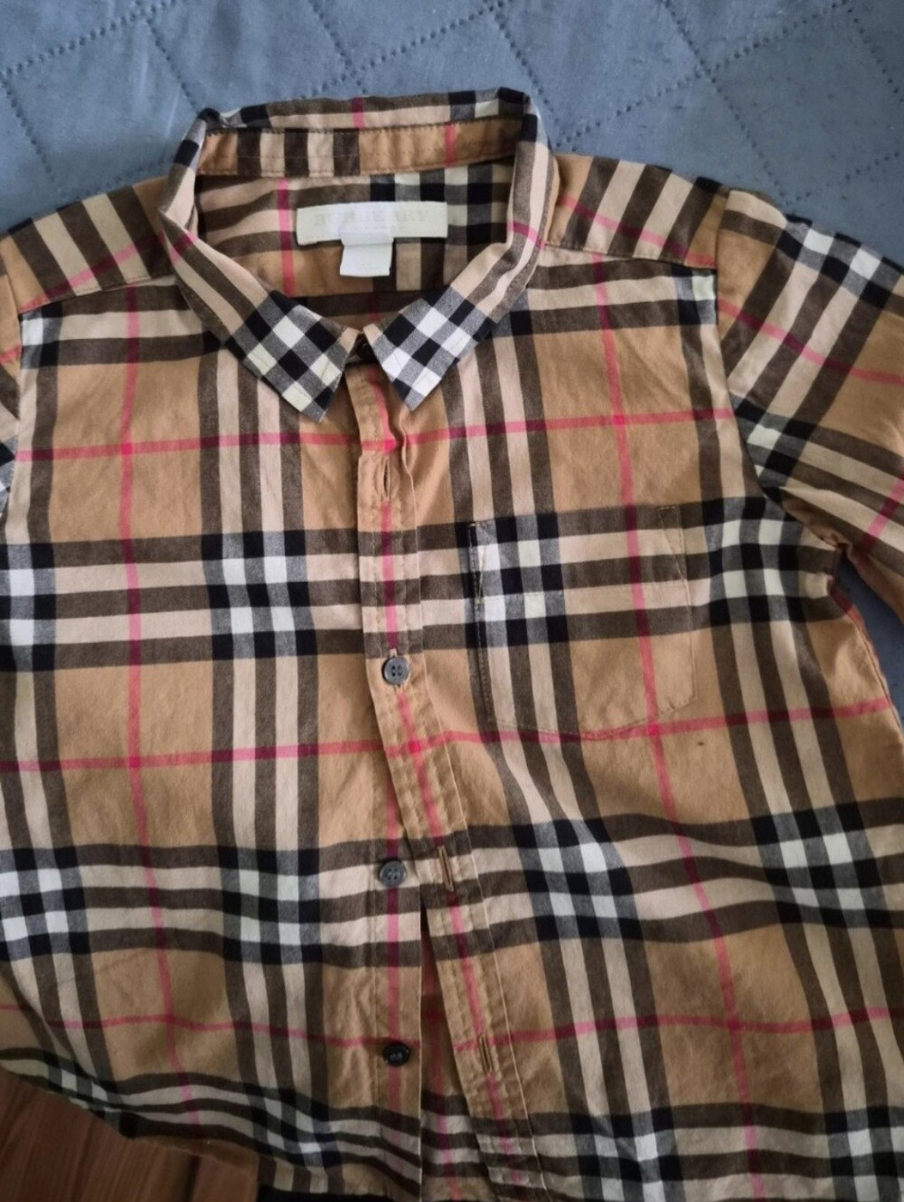 Classic Tan Plaid Button-Up Kids Shirt